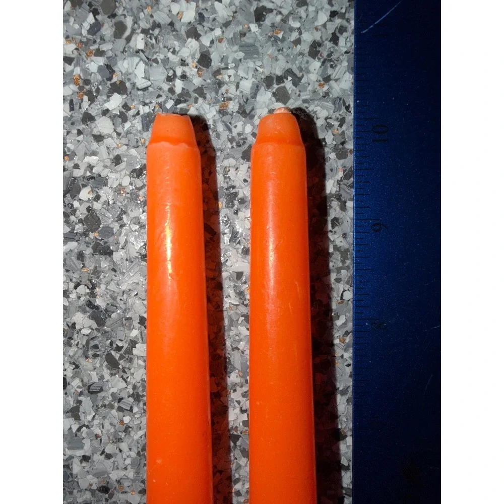 Vintage Thanksgiving Cornucopia Orange Taper Candles Set of 2 Harvest Decor 10in